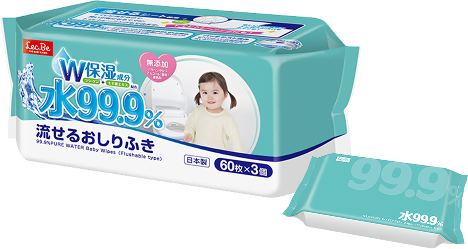 トイレに流せるシート「99.9流せるおしりふきw60枚」